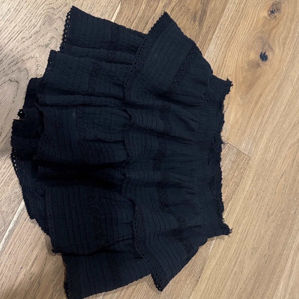 Black Ruffled Mini Skirt
